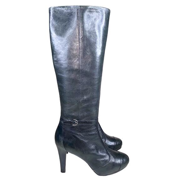 Coach Women’s Scarlette Soft Black Leather Riding Boots Size US 9 - Picture 1 of 9